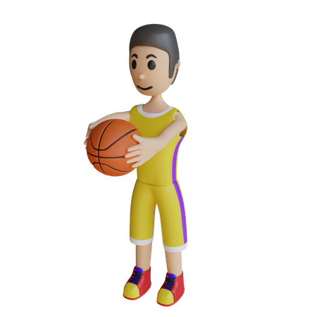 Joueur de basket-ball jouant au mouvement  3D Illustration