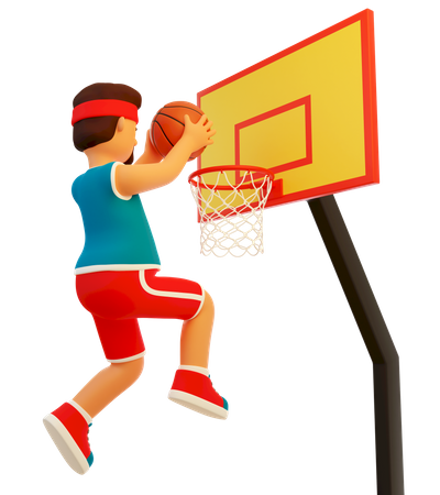 Un basketteur lance le ballon  3D Illustration