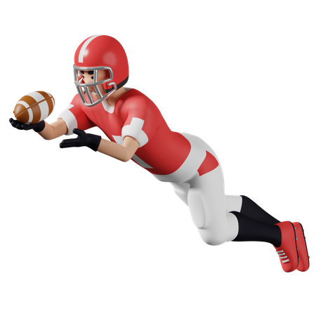 Joueur de football américain Attraper le ballon en l'air  3D Illustration