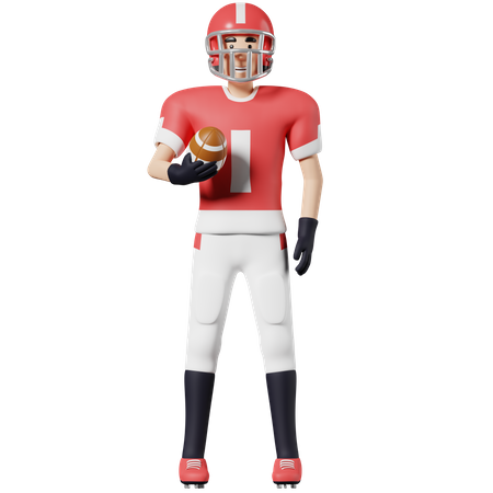 Joueur de football américain Tenir le ballon  3D Illustration