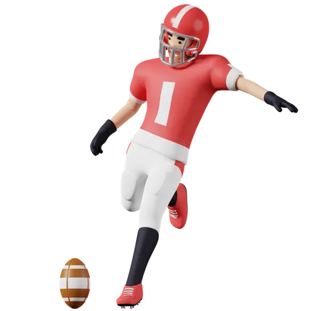 Joueur de football américain qui frappe le ballon  3D Illustration