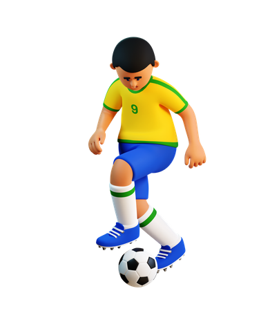 Joueur de football avec le ballon  3D Icon