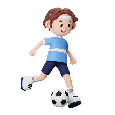 Joueur de football bottant le ballon  3D Illustration