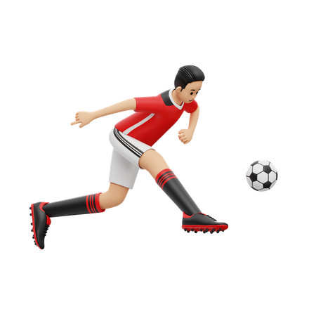 Joueur de football, coup de pied dans le ballon  3D Illustration