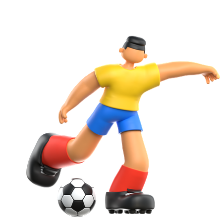 Joueur de football coup de pied au ballon  3D Illustration