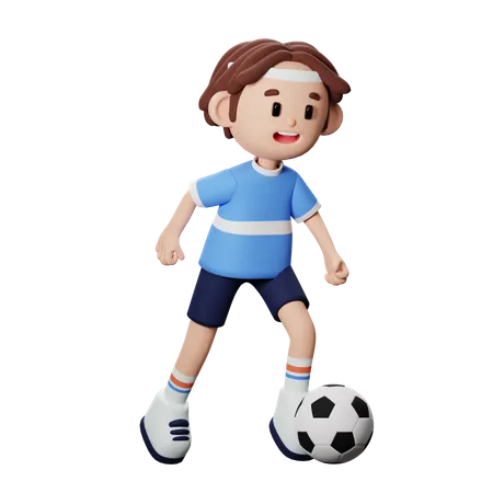 Joueur de football courant avec le ballon  3D Illustration