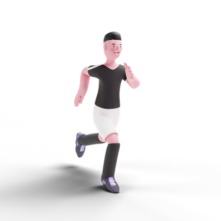 Joueur de football courant dans le champ  3D Illustration