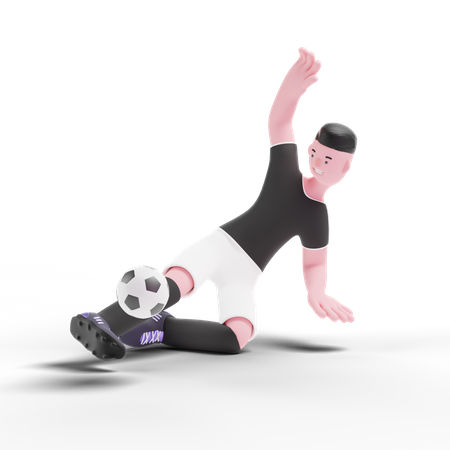 Joueur abordant le football  3D Illustration