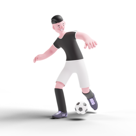 Joueur de football dribble  3D Illustration