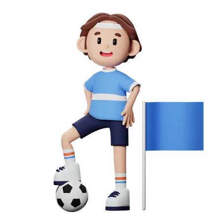 Joueur de football faisant un corner  3D Illustration