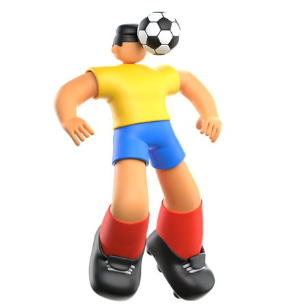 Joueur de football faisant un coup de tête au football  3D Illustration