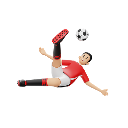 Joueur de football, coup de pied dans le ballon  3D Illustration