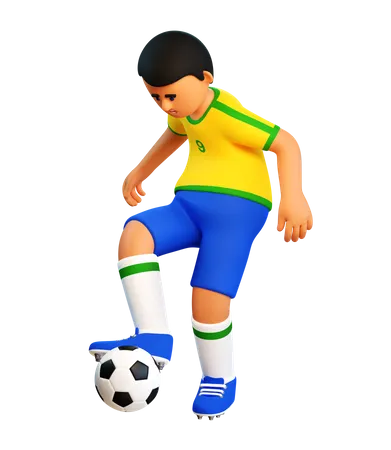 Le Joueur De Football 3 D Gere Habilement Le Ballon Textures Pour T Shirt Et Pantalon Dans Des Fichiers PNG Supplementaires 3D Illustration