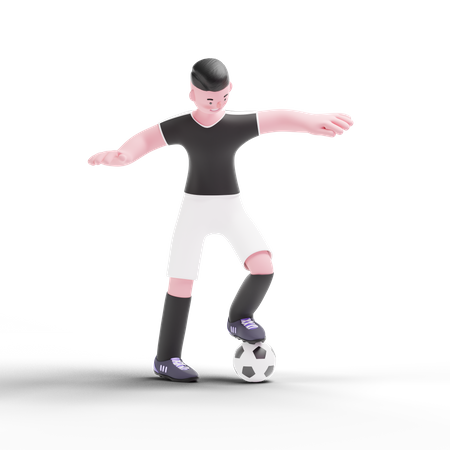 Joueur de football manipulant le ballon  3D Illustration