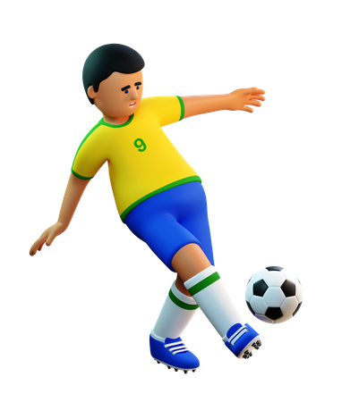 Joueur de football qui passe le ballon  3D Illustration