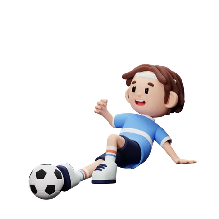Joueur de football, tacle le ballon  3D Illustration