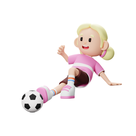 Joueur de football, tacle le ballon  3D Illustration