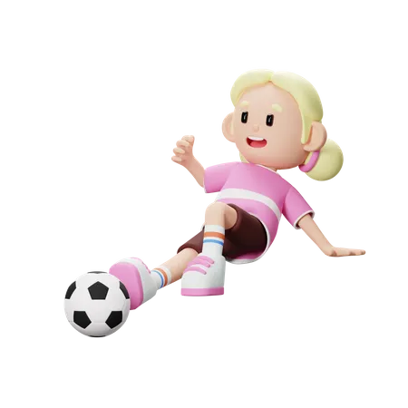 Joueur de football, tacle le ballon  3D Illustration