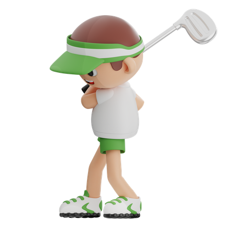 Joueur de golf frappant une balle de golf  3D Illustration