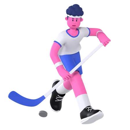 Un joueur de hockey  3D Illustration