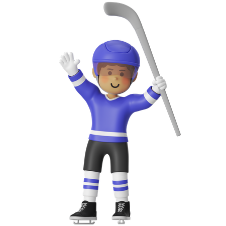 Joueur de hockey célébrant sa victoire  3D Illustration