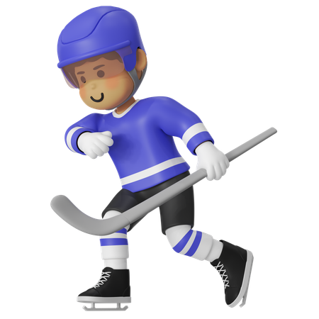 Joueur de hockey masculin tenant un hockey  3D Illustration