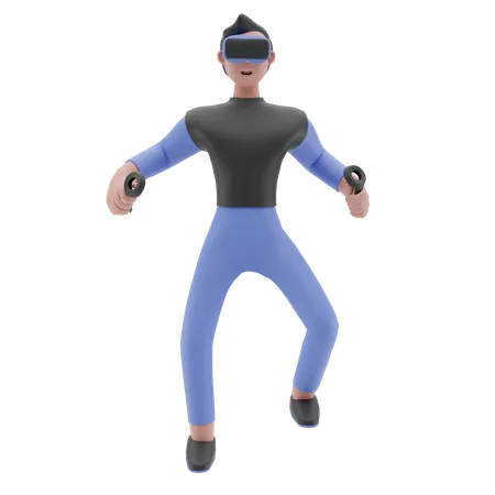 Joueur de réalité virtuelle  3D Illustration