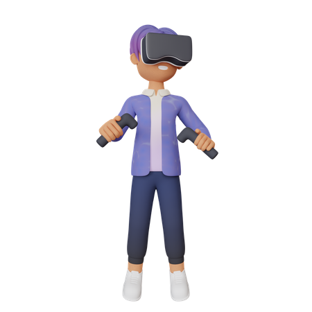 Joueur de réalité virtuelle  3D Illustration