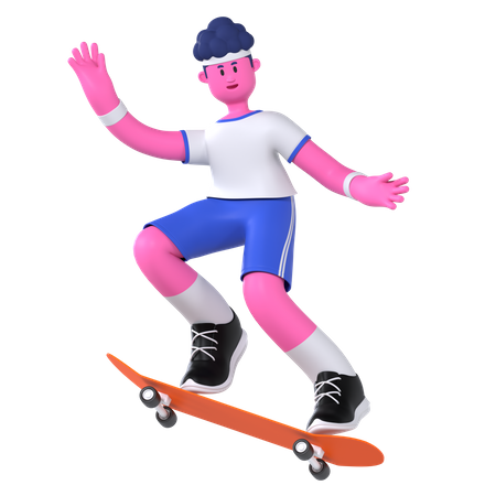 Joueur de skateboard  3D Illustration