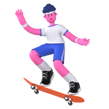 Joueur de skateboard  3D Illustration