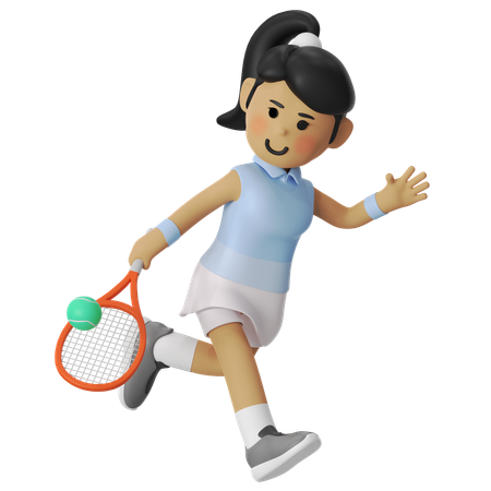 Fille joueuse de tennis en coup droit  3D Illustration