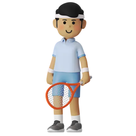 Garçon joueur de tennis  3D Illustration