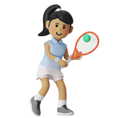 Fille joueuse de tennis revers  3D Illustration