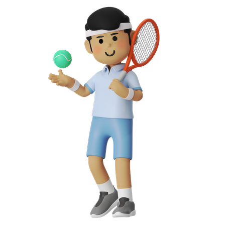 Garçon joueur de tennis régulier  3D Illustration