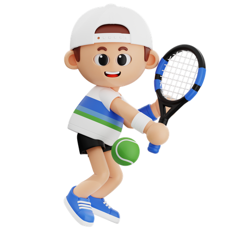 Un joueur de tennis tient la balle  3D Illustration