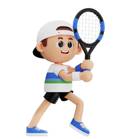 Joueur de tennis voir la balle  3D Illustration