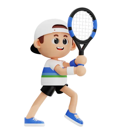 Joueur de tennis voir la balle  3D Illustration