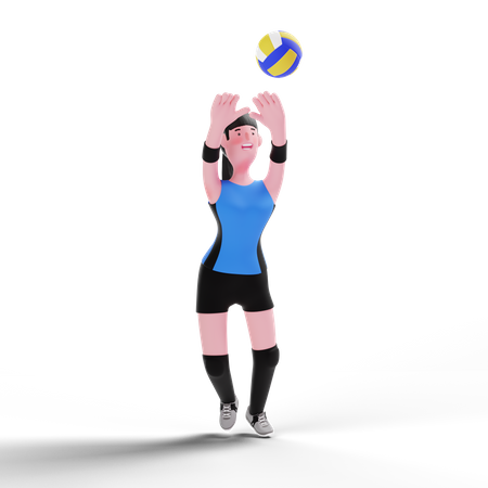 Joueur de volley-ball jouant avec le volley-ball  3D Illustration