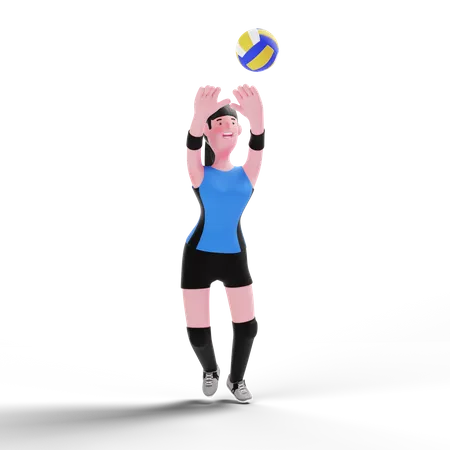 Joueur de volley-ball jouant avec le volley-ball  3D Illustration