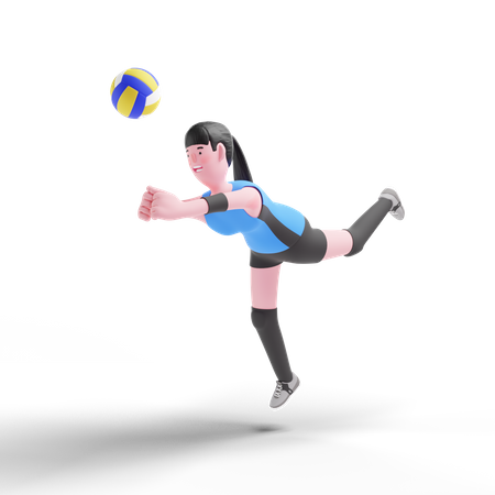 Joueur de volley-ball jouant en match  3D Illustration