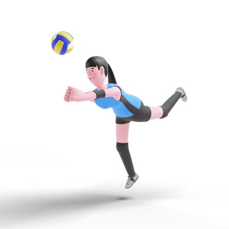 Joueur de volley-ball jouant en match  3D Illustration