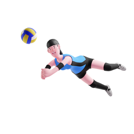 Joueur de volley-ball plongeant  3D Illustration