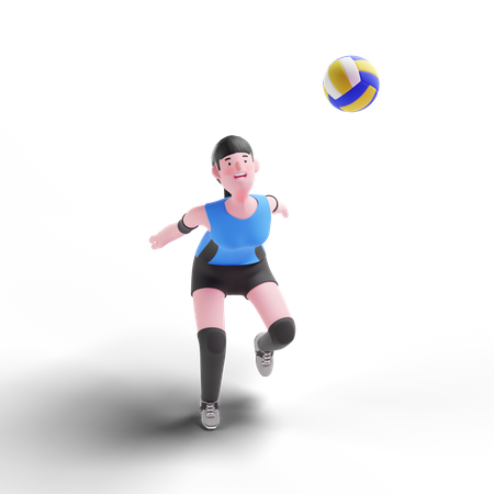 Joueur de volley-ball s'apprêtant à frapper la balle  3D Illustration