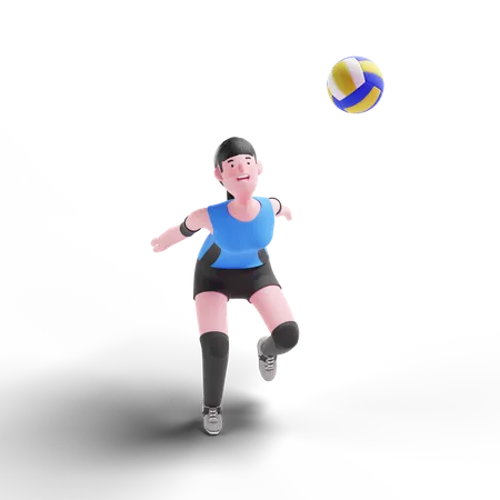 Joueur de volley-ball s'apprêtant à frapper la balle  3D Illustration