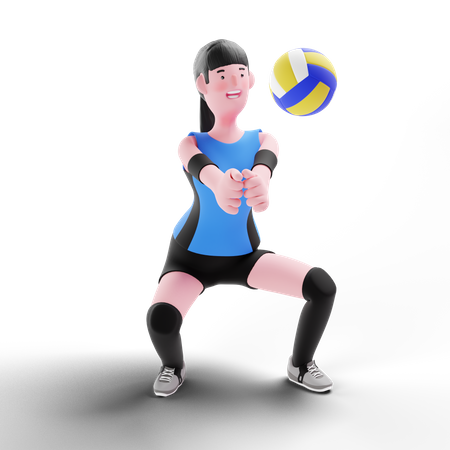 Joueur de volley-ball s'entraînant avec le ballon  3D Illustration