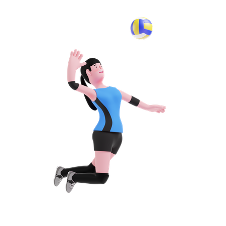 Joueur de volley-ball fracassant la balle  3D Illustration