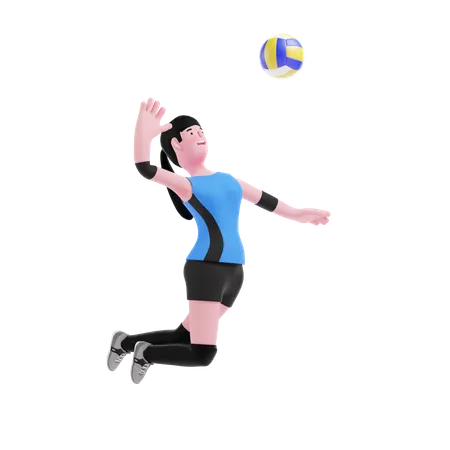 Joueur de volley-ball fracassant la balle  3D Illustration