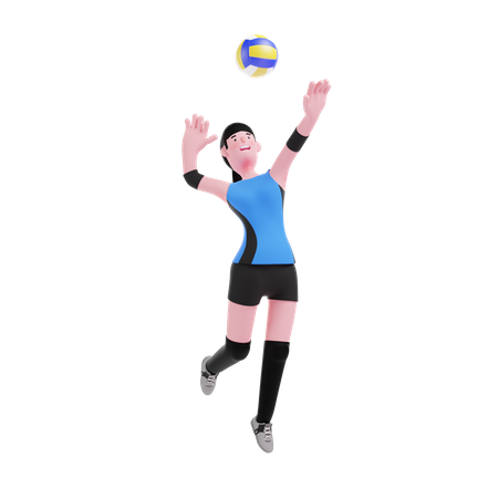 Joueur de volley-ball fracassant la balle  3D Illustration