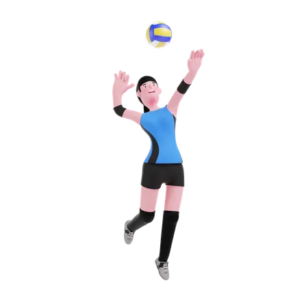 Joueur de volley-ball fracassant la balle  3D Illustration