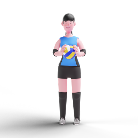 Joueur de volley-ball tenant le ballon  3D Illustration